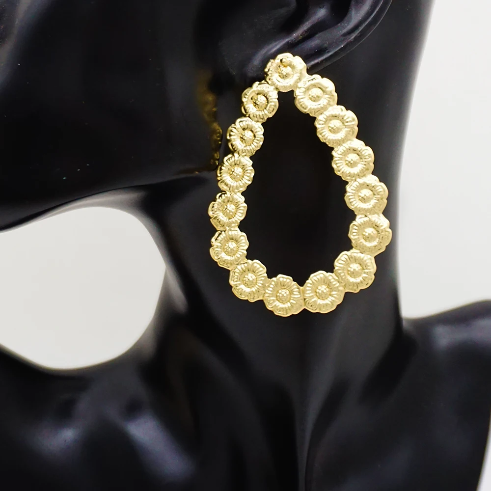 Fine Jewelry Big Round Earrings Stud Big Pendant Dangle Drop Earrings Flower Circle Hoop Earring Wedding Party Gifts