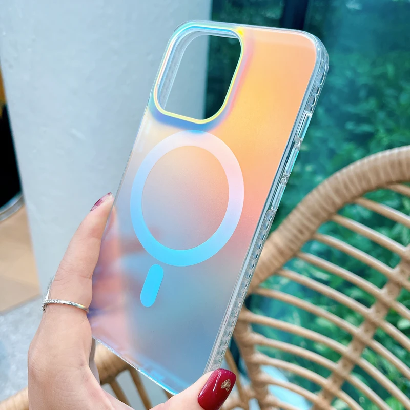 Fashion Matte Aurora Laser Gradient Phone Case For iPhone 17 Pro Max 16 15 14 13 12 Pro Max 16 Plus 17Air 11 Shockproof Cover