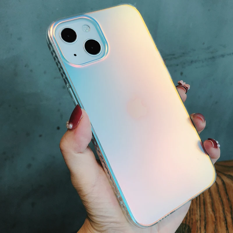 Fashion Matte Aurora Laser Gradient Phone Case For iPhone 17 Pro Max 16 15 14 13 12 Pro Max 16 Plus 17Air 11 Shockproof Cover