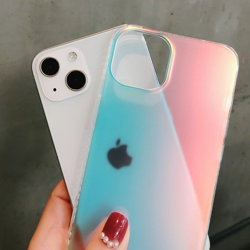 Fashion Matte Aurora Laser Gradient Phone Case For iPhone 17 Pro Max 16 15 14 13 12 Pro Max 16 Plus 17Air 11 Shockproof Cover