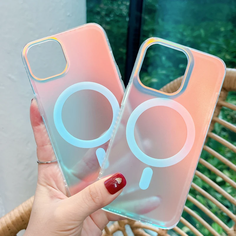 Fashion Matte Aurora Laser Gradient Phone Case For iPhone 17 Pro Max 16 15 14 13 12 Pro Max 16 Plus 17Air 11 Shockproof Cover