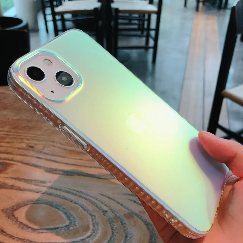 Fashion Matte Aurora Laser Gradient Phone Case For iPhone 17 Pro Max 16 15 14 13 12 Pro Max 16 Plus 17Air 11 Shockproof Cover