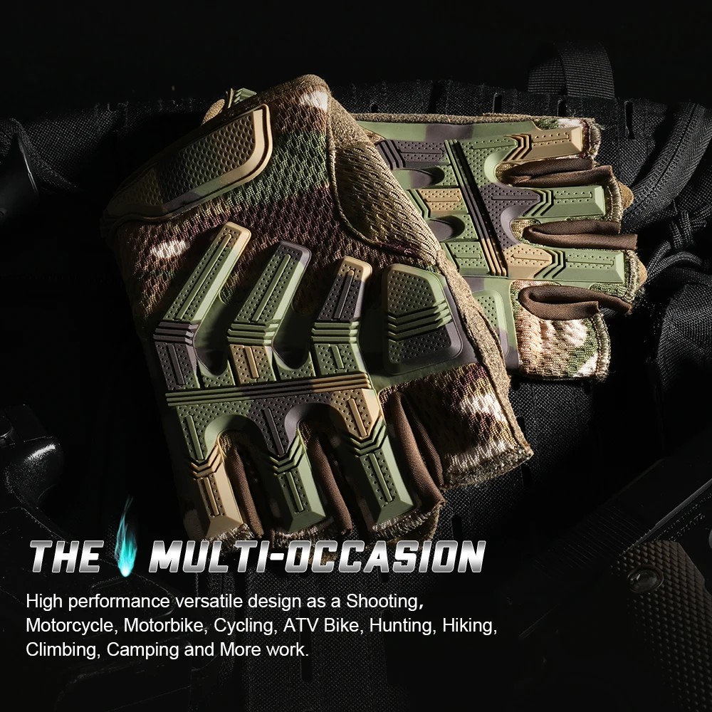 Tactical Fingerless Gloves Sports Airsoft Combat Paintball Shooting Hunting Driving Work Non-slip Anti-sweat Half Finger Men