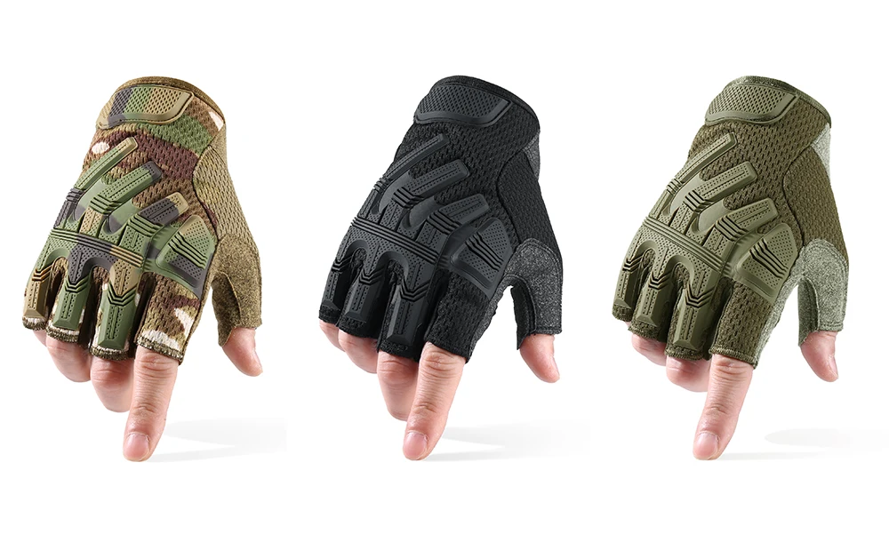 Tactical Fingerless Gloves Sports Airsoft Combat Paintball Shooting Hunting Driving Work Non-slip Anti-sweat Half Finger Men