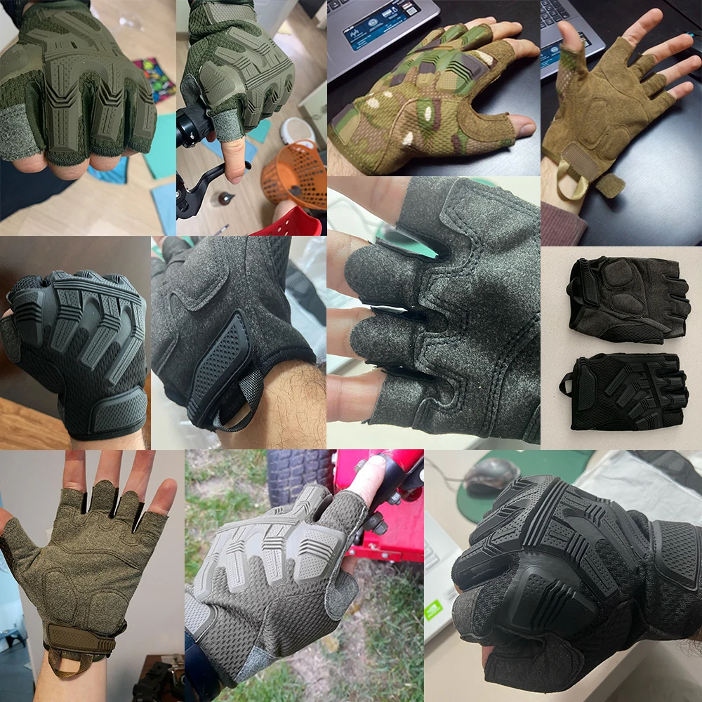 Tactical Fingerless Gloves Sports Airsoft Combat Paintball Shooting Hunting Driving Work Non-slip Anti-sweat Half Finger Men