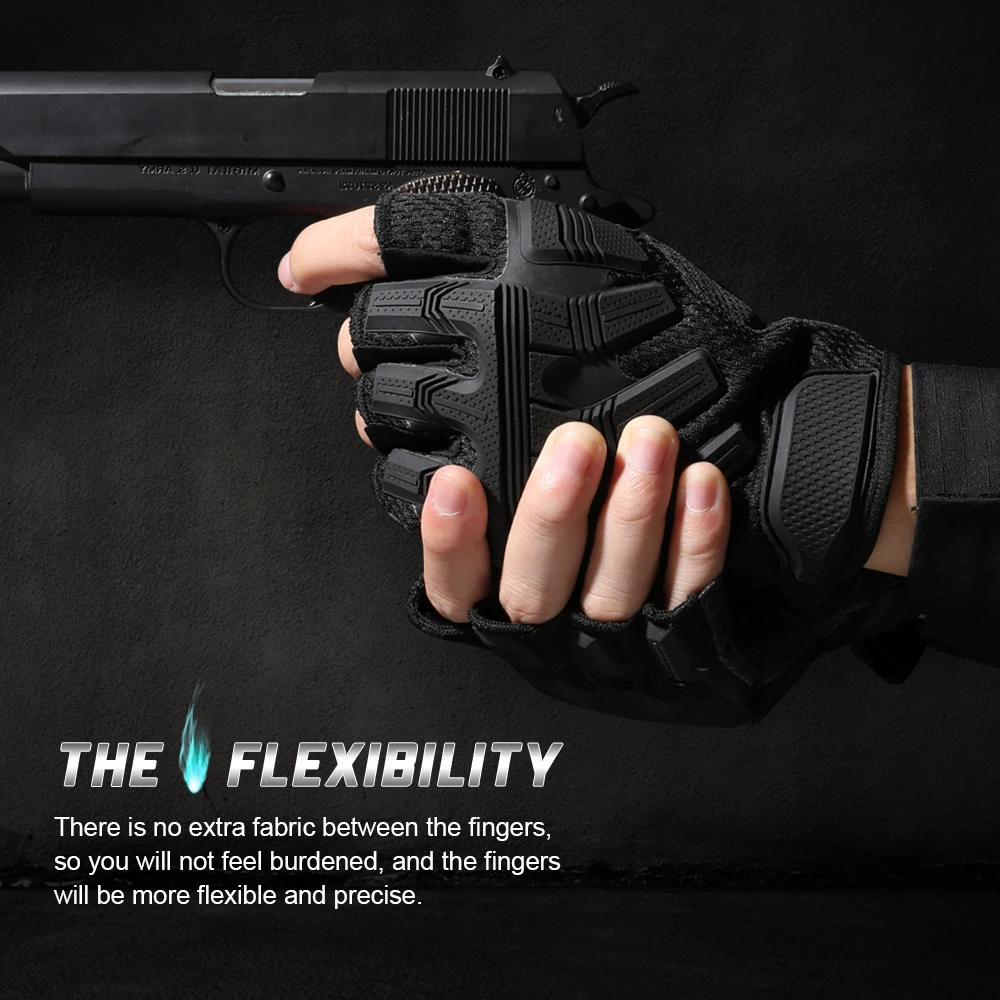 Tactical Fingerless Gloves Sports Airsoft Combat Paintball Shooting Hunting Driving Work Non-slip Anti-sweat Half Finger Men