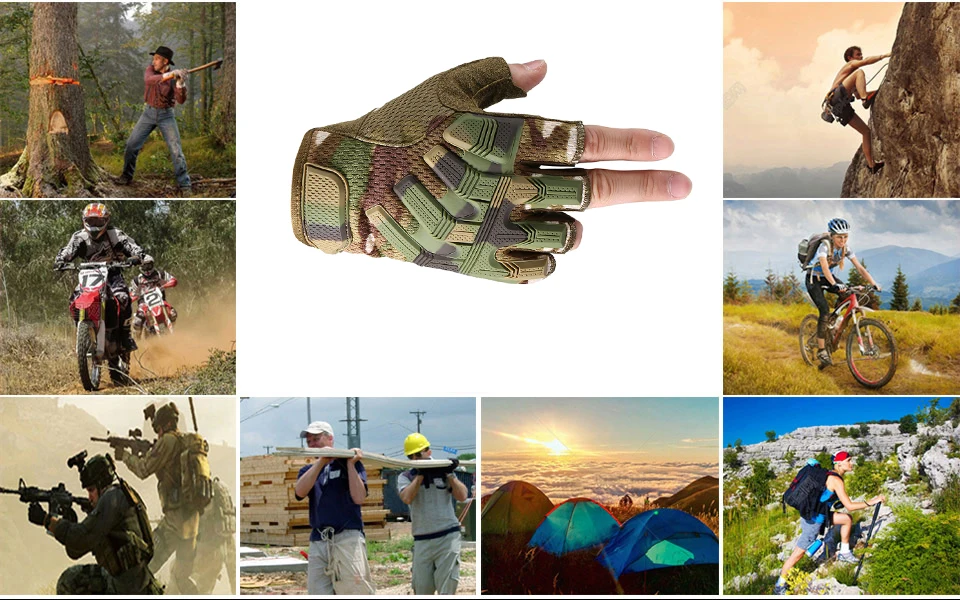 Tactical Fingerless Gloves Sports Airsoft Combat Paintball Shooting Hunting Driving Work Non-slip Anti-sweat Half Finger Men