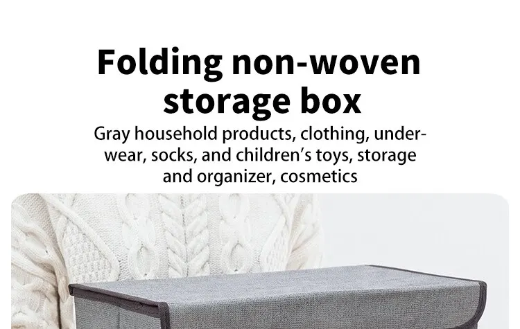 Fold Non Woven Fabric Storage Box Gray Home Supplies Clothing Underwear Sock And Kid Toy Storage Organizer Cosmetics