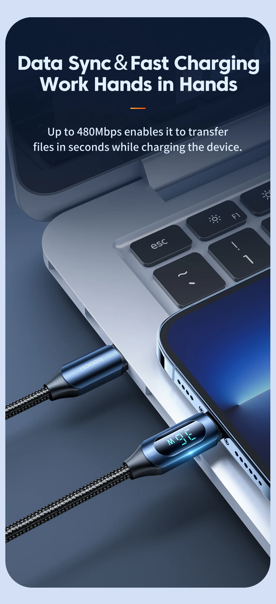 Toocki USB C to Lighting Cable For iPhone 14 13 12 11 Pro Max X Xr 8 7 Plus PD 20W Fast Charger Type C Data Wire Cord  1m 2m