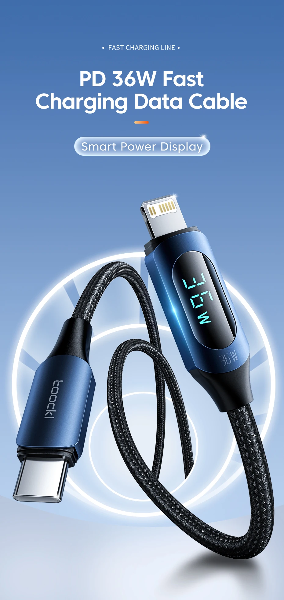 Toocki USB C to Lighting Cable For iPhone 14 13 12 11 Pro Max X Xr 8 7 Plus PD 20W Fast Charger Type C Data Wire Cord  1m 2m