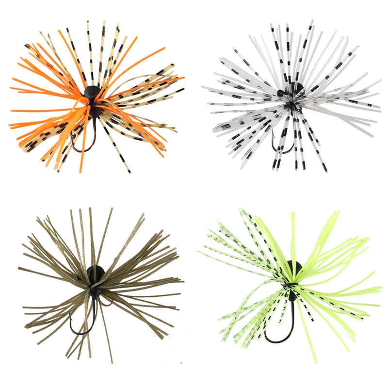 TAKEDO TK141 Cover Creeper Jigs 3.5G 5G Wire Bait Rubber Jig Head Hook Silicone Wire Beard Lure Hooks Bass Trout  Fishing
