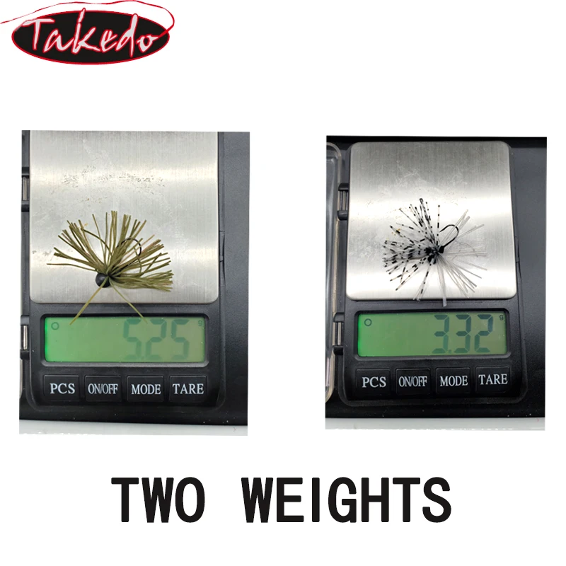 TAKEDO TK141 Cover Creeper Jigs 3.5G 5G Wire Bait Rubber Jig Head Hook Silicone Wire Beard Lure Hooks Bass Trout  Fishing