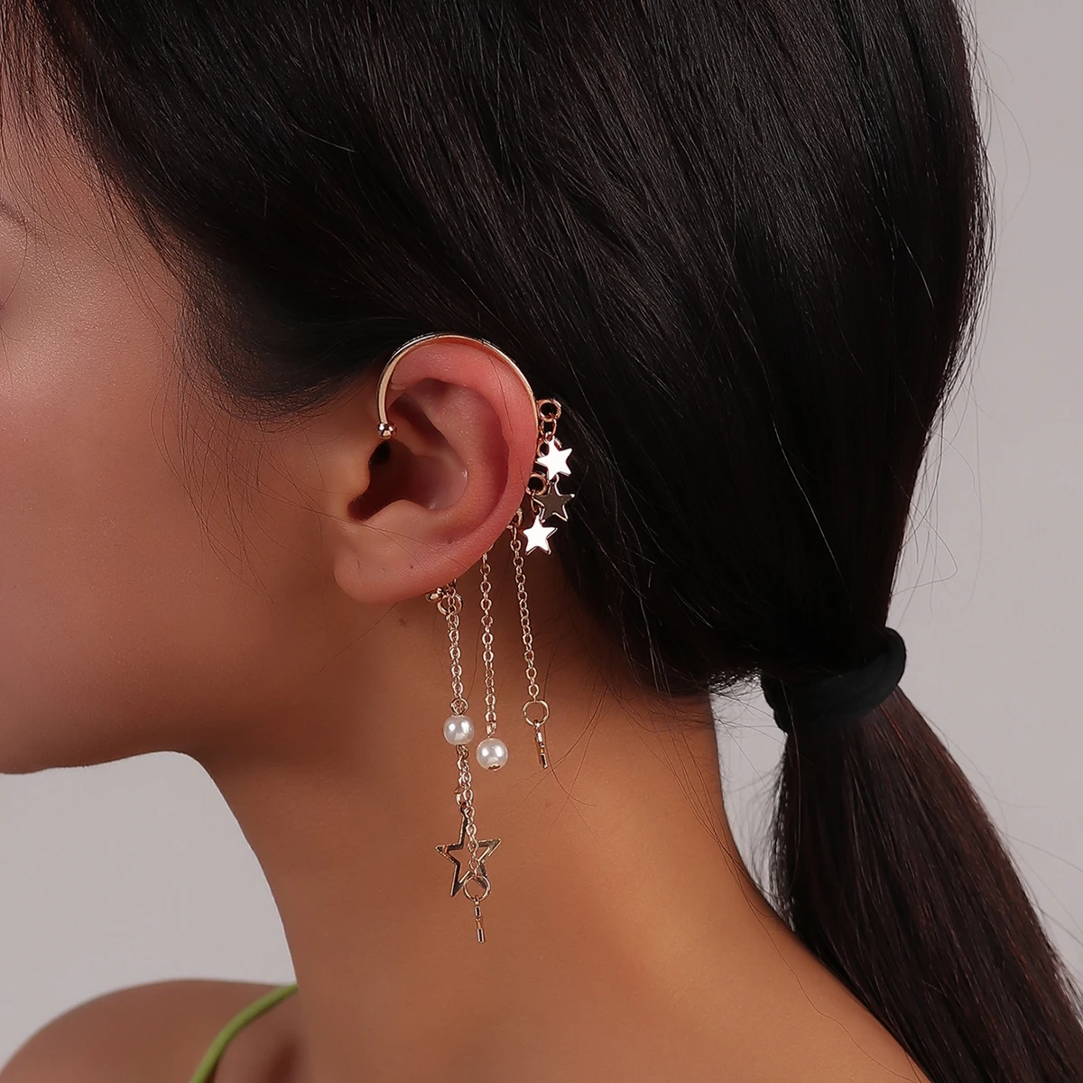 Aihua 1pc Bohemian No Picering Pearls Stone Ear Cuff Wrap Stud Clip Earrings For Women Girl Trendy Earrings Jewelry Bijoux