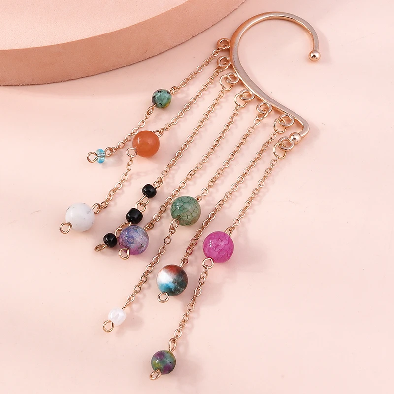 Aihua 1pc Bohemian No Picering Pearls Stone Ear Cuff Wrap Stud Clip Earrings For Women Girl Trendy Earrings Jewelry Bijoux