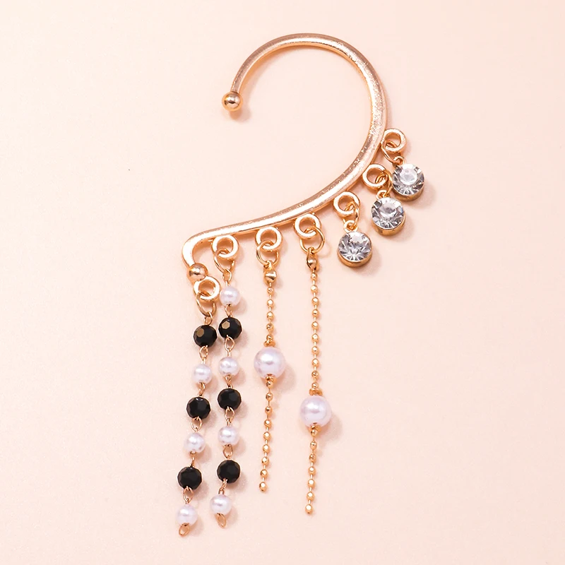 Aihua 1pc Bohemian No Picering Pearls Stone Ear Cuff Wrap Stud Clip Earrings For Women Girl Trendy Earrings Jewelry Bijoux