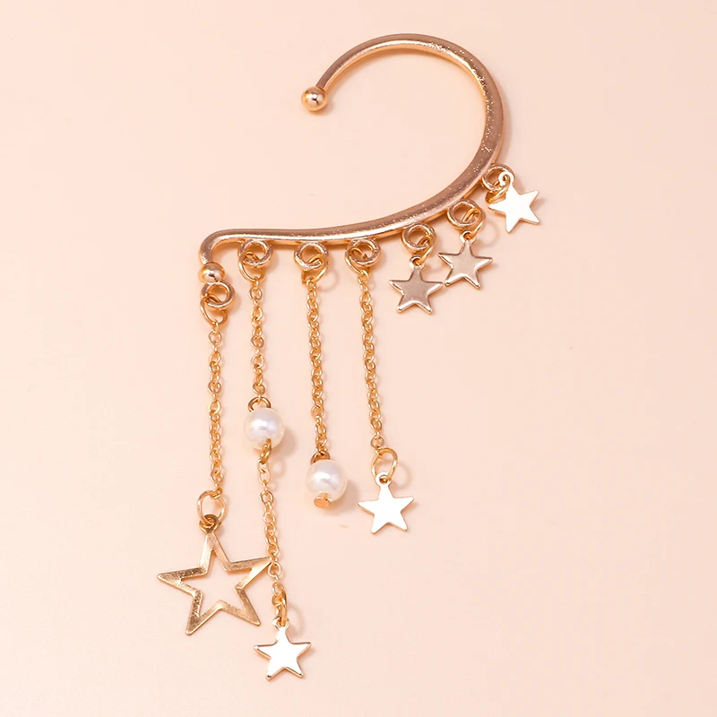Aihua 1pc Bohemian No Picering Pearls Stone Ear Cuff Wrap Stud Clip Earrings For Women Girl Trendy Earrings Jewelry Bijoux