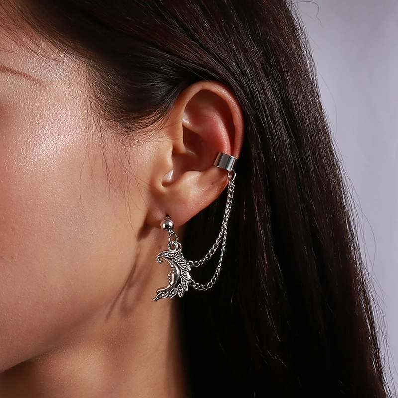 Aihua 1pc Bohemian No Picering Pearls Stone Ear Cuff Wrap Stud Clip Earrings For Women Girl Trendy Earrings Jewelry Bijoux