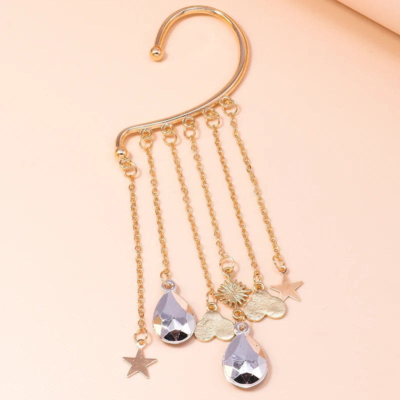 Aihua 1pc Bohemian No Picering Pearls Stone Ear Cuff Wrap Stud Clip Earrings For Women Girl Trendy Earrings Jewelry Bijoux