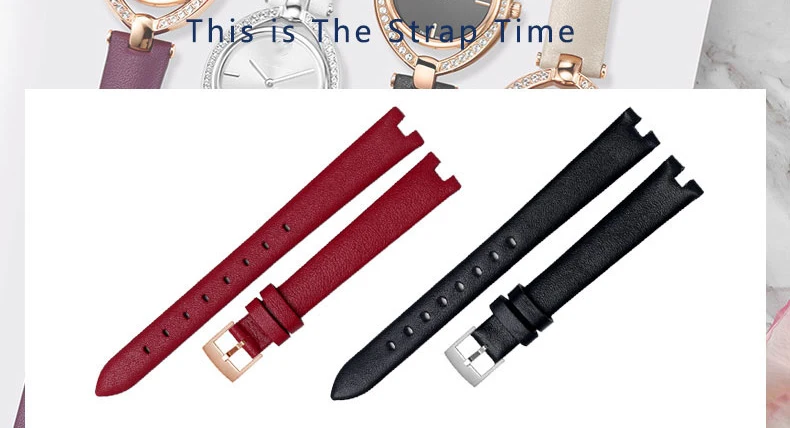 Genuine Leather Watchband 14mm For Garmin Lily Smart Watch Band Strap Silicone and Stainless Steel Belt Sport Bracelet Red White