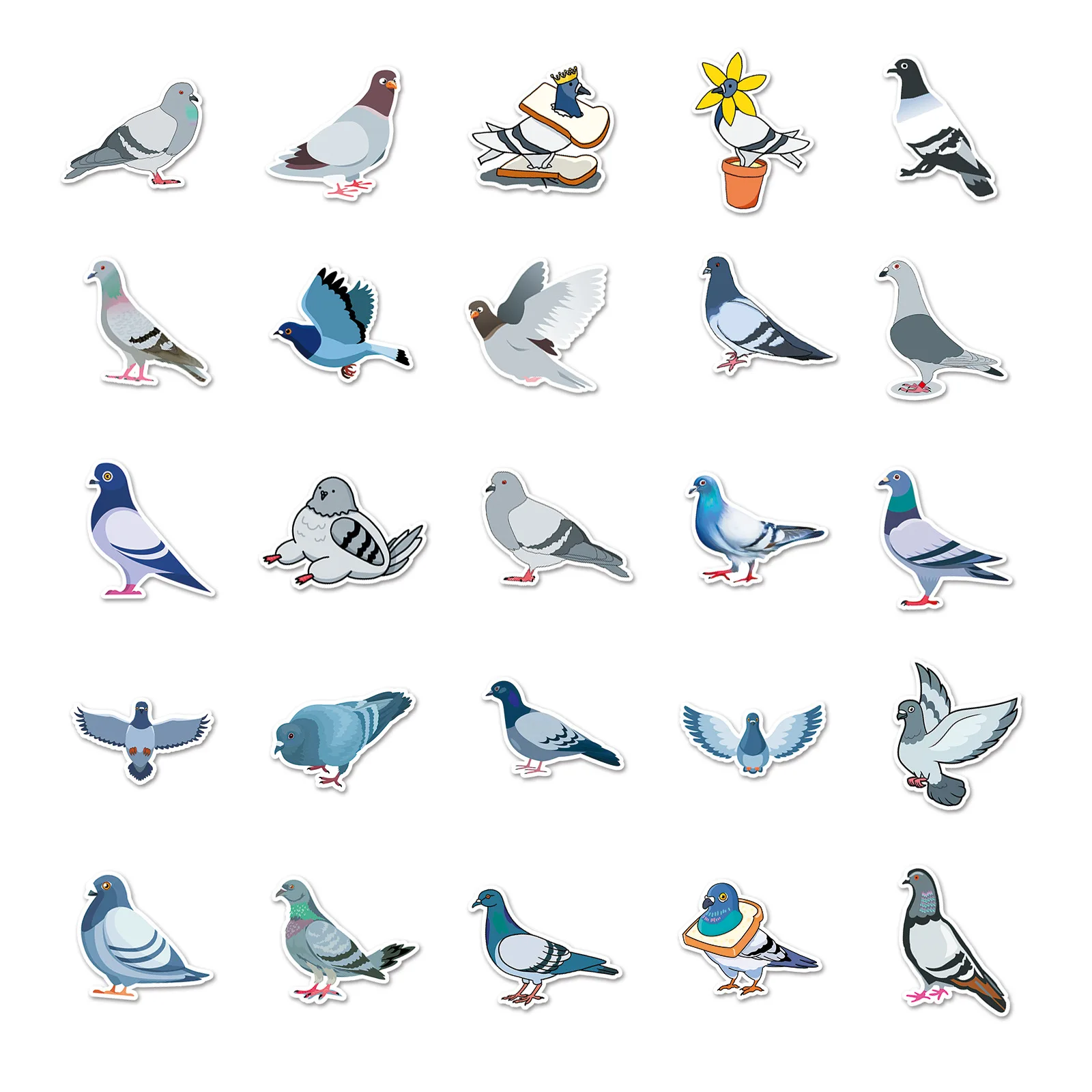 10/30/50pcs Cute Dove Graffiti Stickers Bird Cool Animals DIY Laptop Suitcase Skateboard Guitar Cartoon Sticker Kid Gift Toys