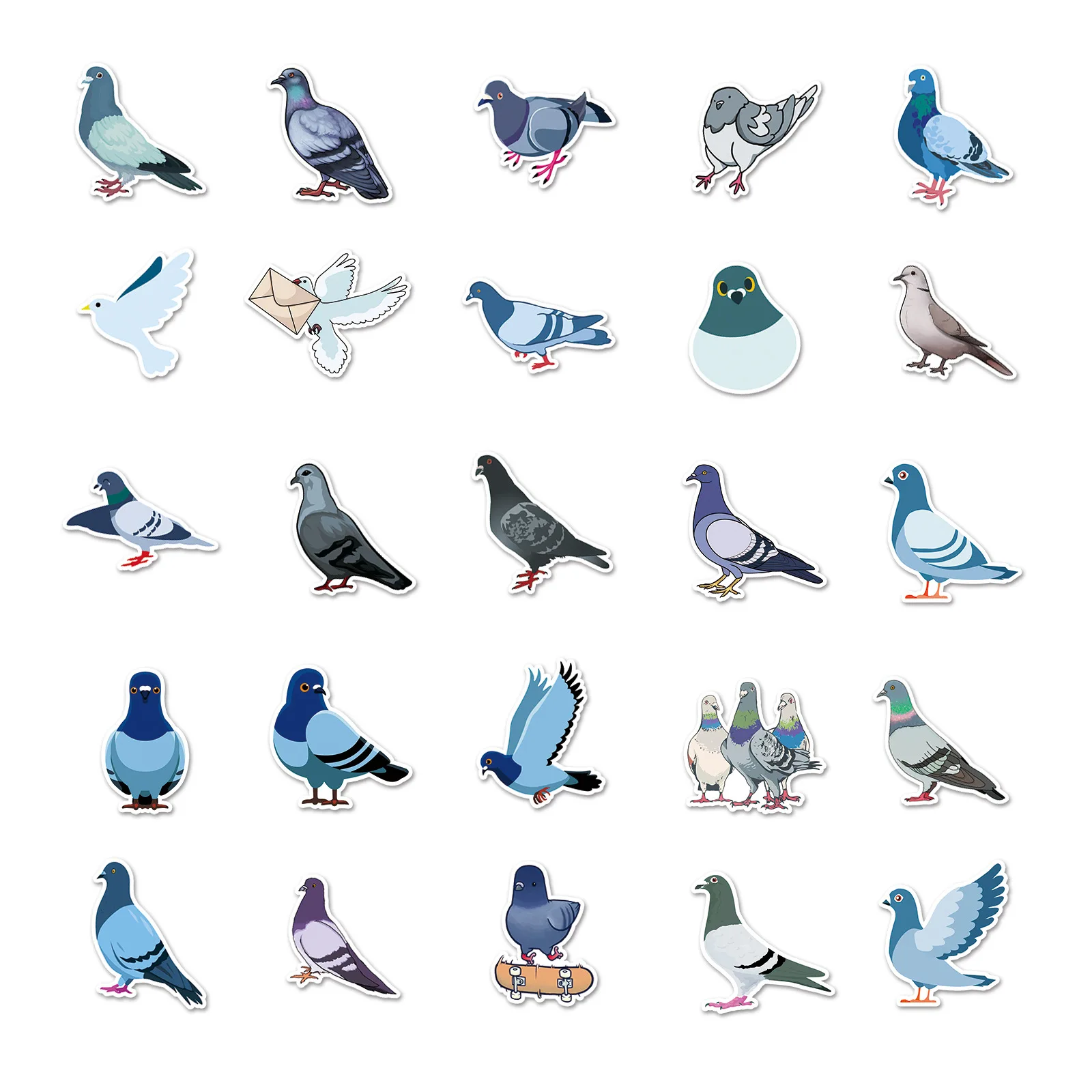 10/30/50pcs Cute Dove Graffiti Stickers Bird Cool Animals DIY Laptop Suitcase Skateboard Guitar Cartoon Sticker Kid Gift Toys
