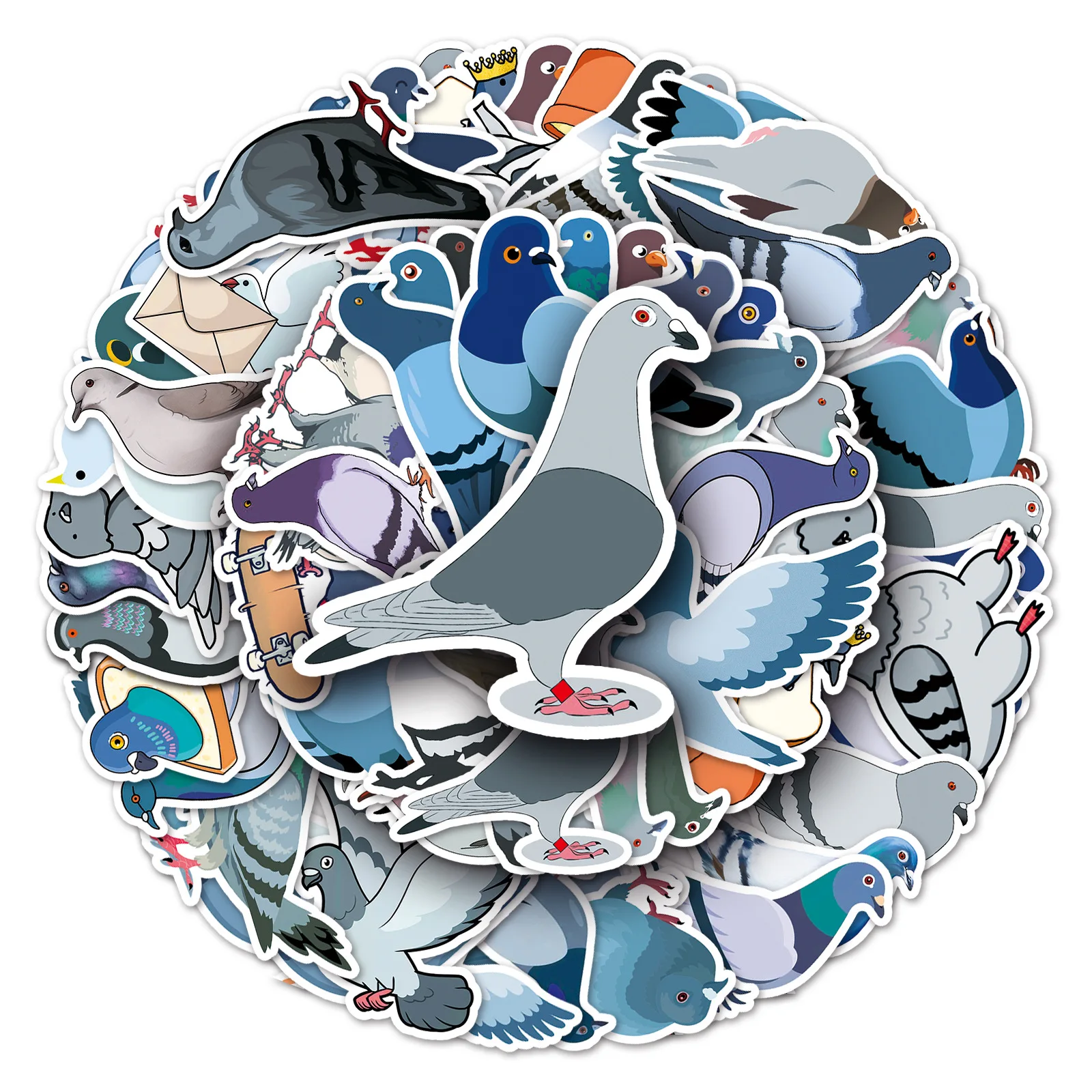 10/30/50pcs Cute Dove Graffiti Stickers Bird Cool Animals DIY Laptop Suitcase Skateboard Guitar Cartoon Sticker Kid Gift Toys