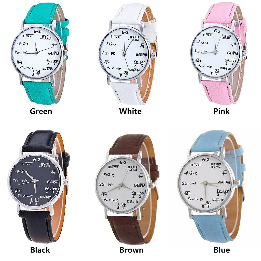 Fashion Design Mathematical Formula Watch Women's Watches Leather Band Quartz Wristwatches Ladies Reloj Mujer relogio mulher