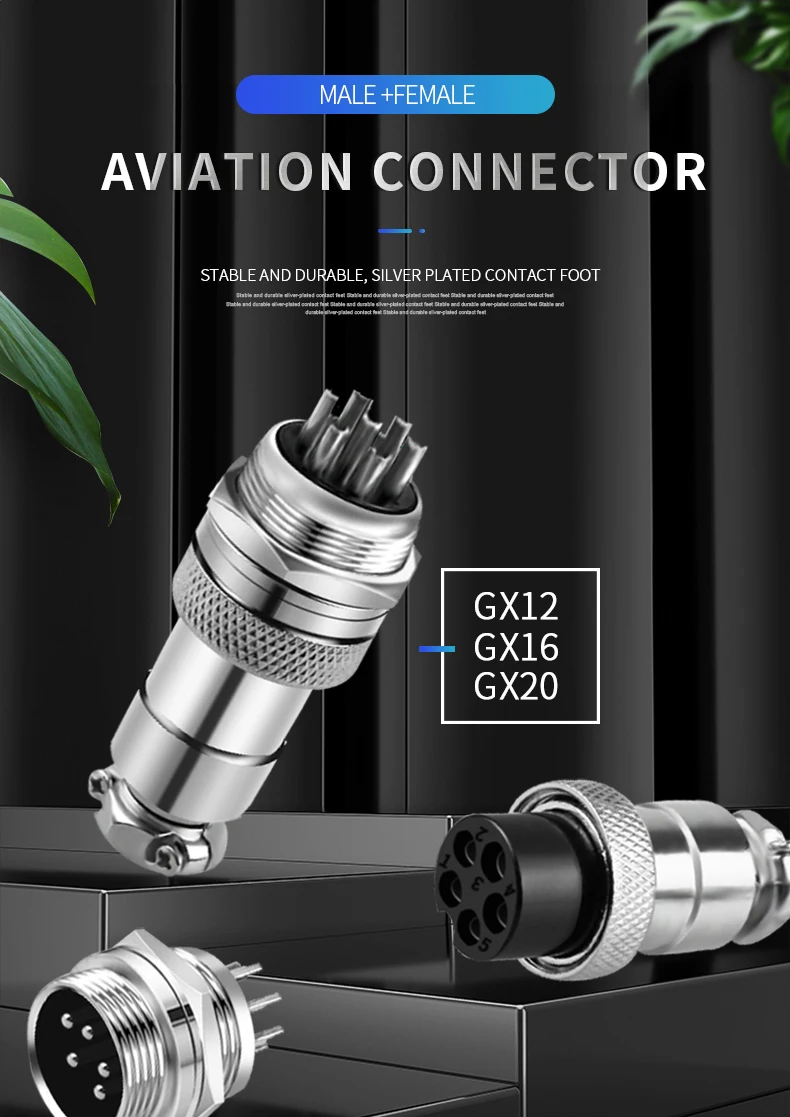 5/10/20Set GX12 GX16 GX20 2 3 4 5 6 7 8 9 10 12 14 15 Pin Male&Female Docking Aviator Aviation Plug Socket Circular Connector