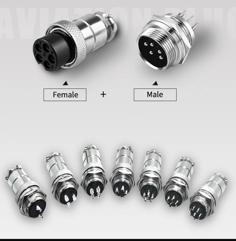 5/10/20Set GX12 GX16 GX20 2 3 4 5 6 7 8 9 10 12 14 15 Pin Male&Female Docking Aviator Aviation Plug Socket Circular Connector