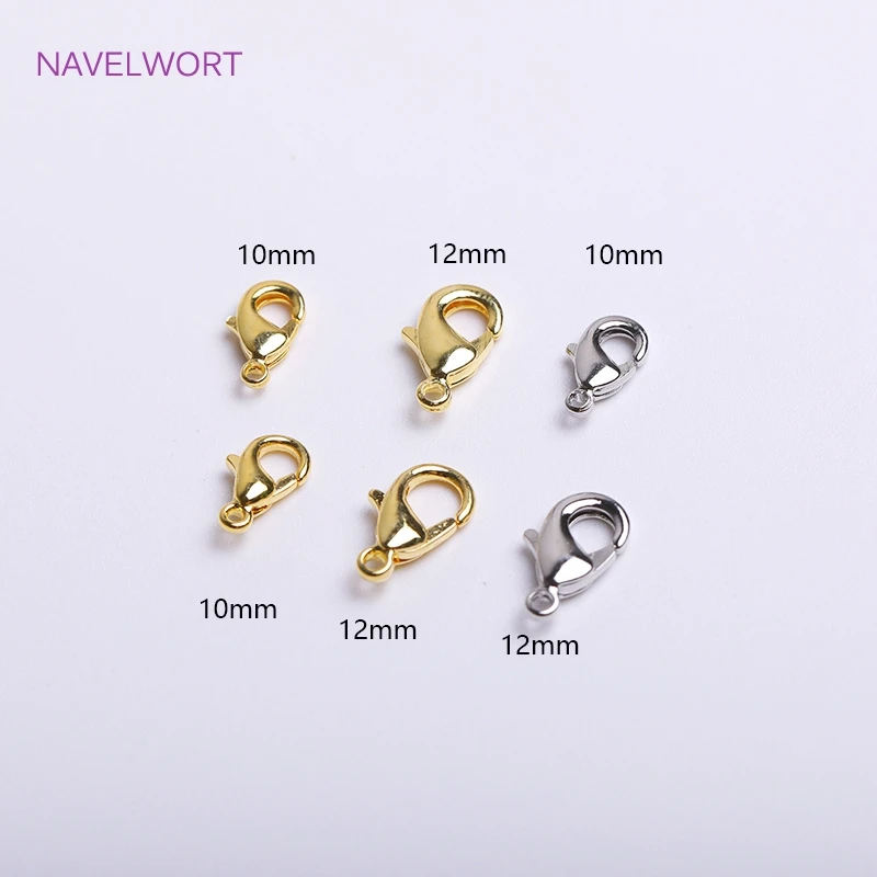 18K Gold Plating Lobster Clasp With Closed Ring Brass Lobster Clasps Connector For Necklace Bracelet Making Findings