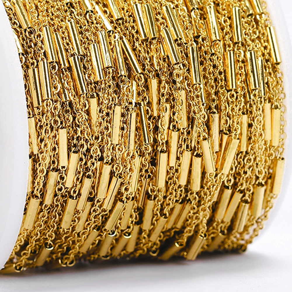 2meters Stainless Steel Tube Beads Chain Handmade Chain for Bracelets Necklace Jewelry Making DIY Components Accessories