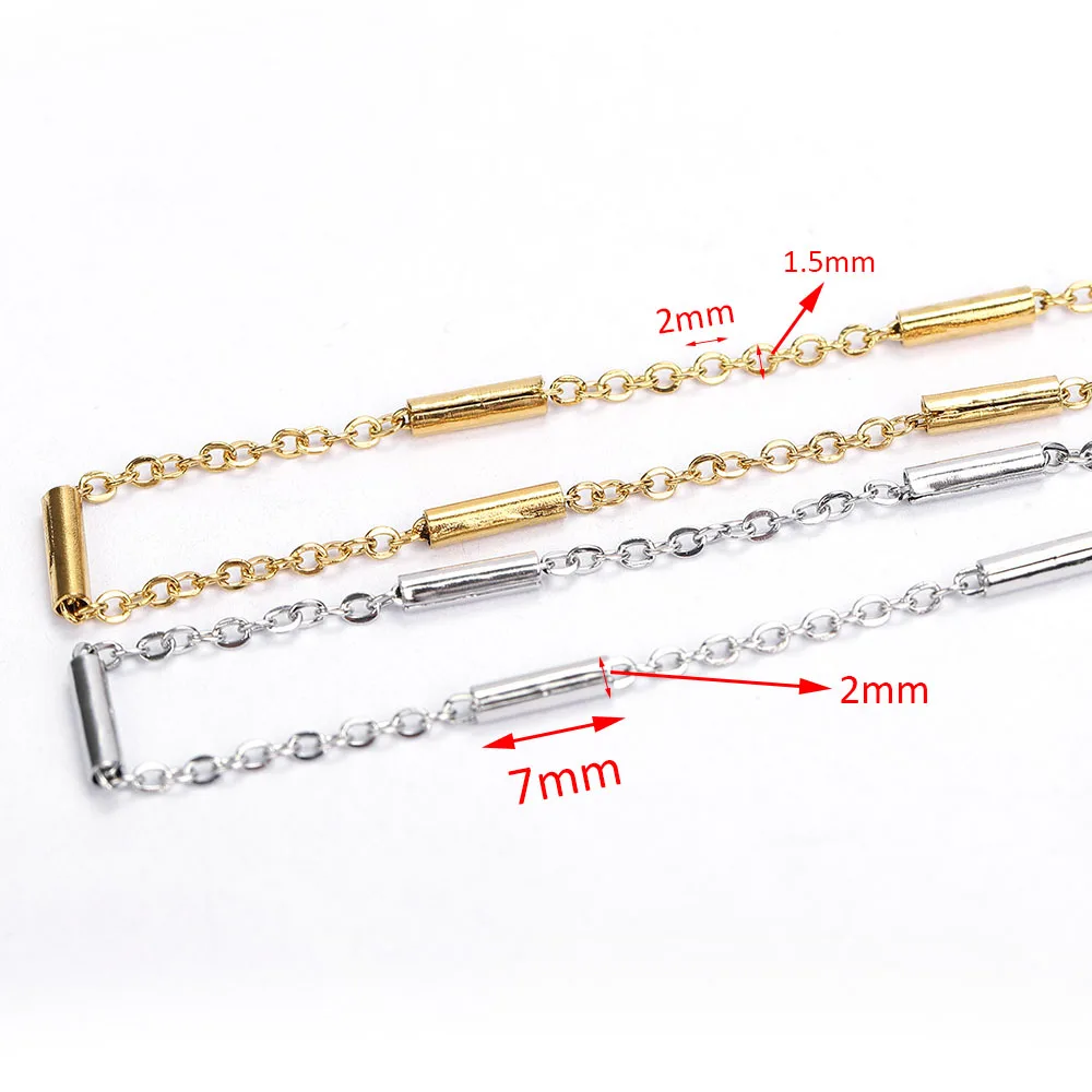2meters Stainless Steel Tube Beads Chain Handmade Chain for Bracelets Necklace Jewelry Making DIY Components Accessories
