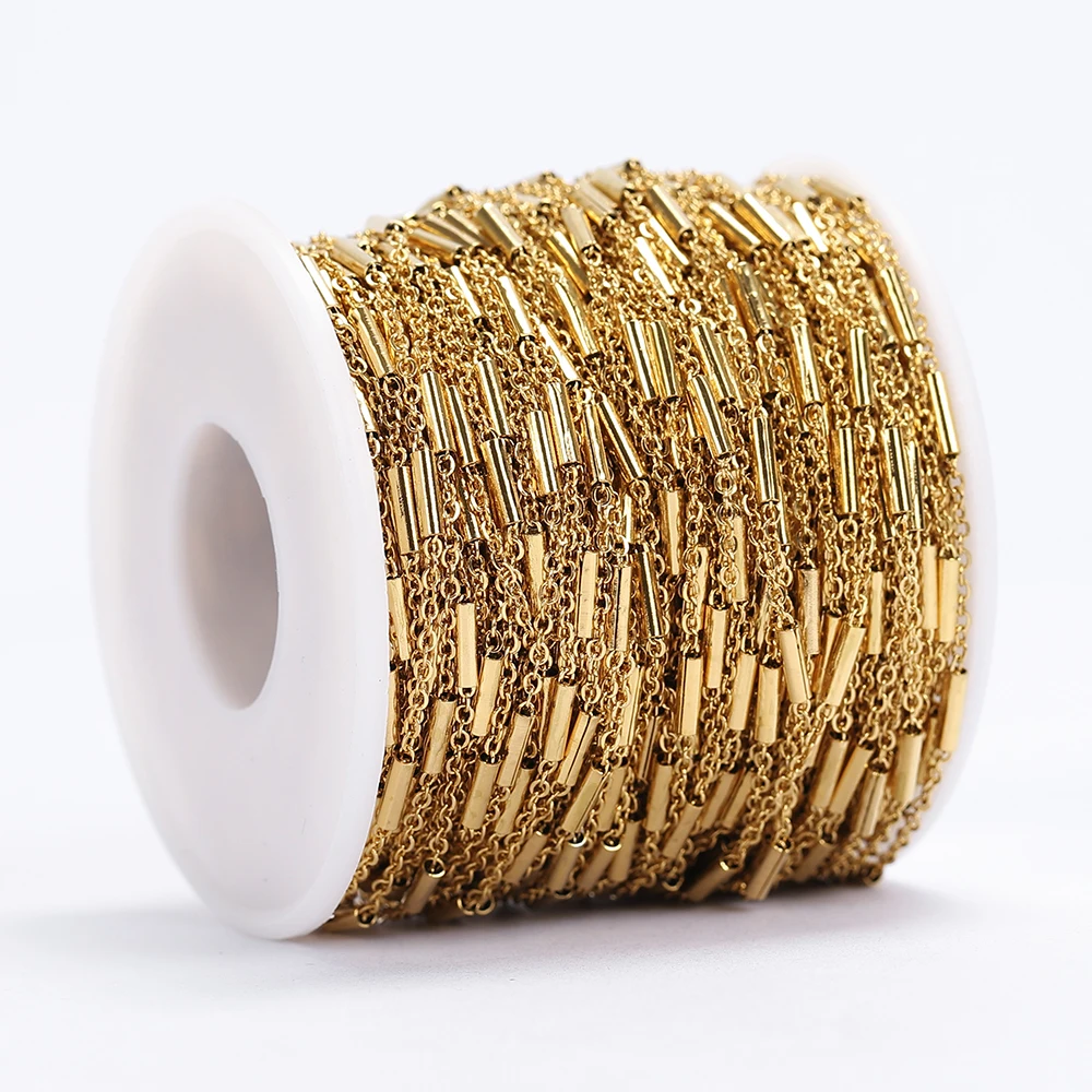 2meters Stainless Steel Tube Beads Chain Handmade Chain for Bracelets Necklace Jewelry Making DIY Components Accessories