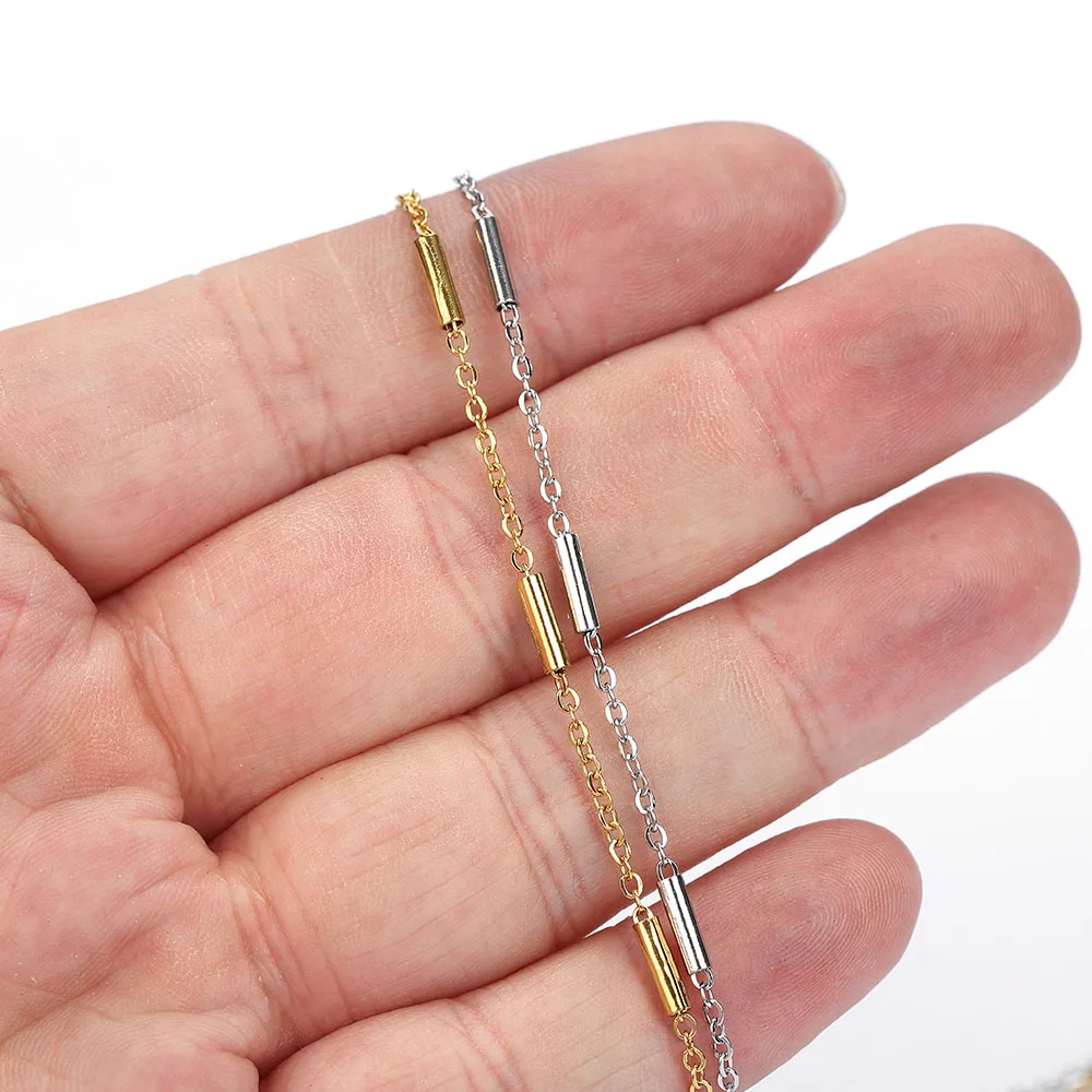 2meters Stainless Steel Tube Beads Chain Handmade Chain for Bracelets Necklace Jewelry Making DIY Components Accessories
