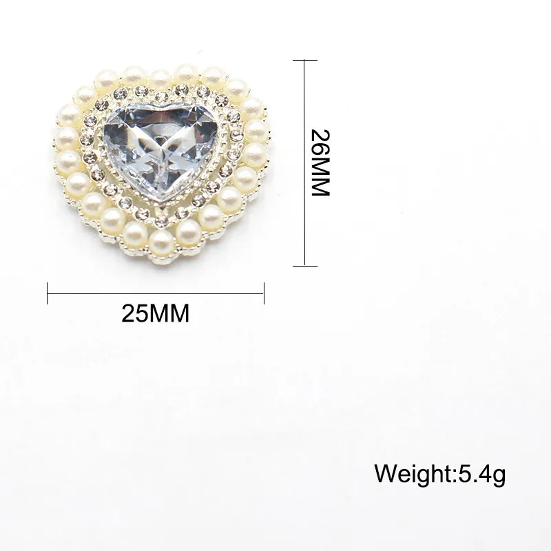 5Pcs 25*26MM Pearl Diamond Heart Alloy Accessories Diy Wedding Dress Hair Accessories Invitation Jewelry Decorative Accessories