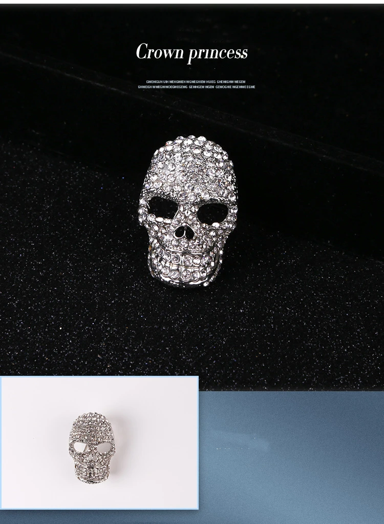 SKEDS Fashion Punk Full Crystal Skull Shining Brooch Pin For Women Trendy Personal Badges Clothes Bag Accessories Brooches Pins