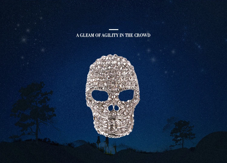 SKEDS Fashion Punk Full Crystal Skull Shining Brooch Pin For Women Trendy Personal Badges Clothes Bag Accessories Brooches Pins