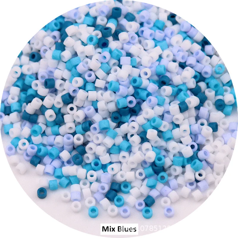 365pcs 2mm Japanese Matte Frosted Color Tubular Glass Beads 10/0 Loose Spacer Seed Beads for Jewelry Making DIY Charms Sewing