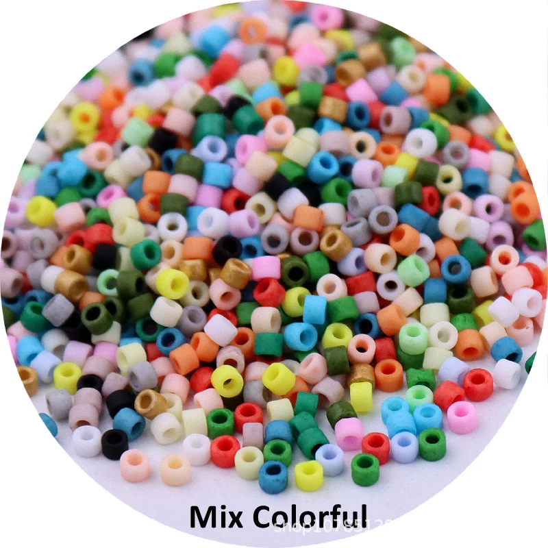 365pcs 2mm Japanese Matte Frosted Color Tubular Glass Beads 10/0 Loose Spacer Seed Beads for Jewelry Making DIY Charms Sewing