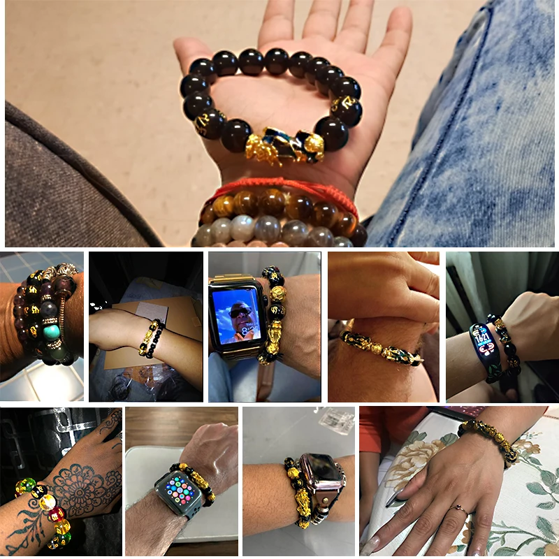 Color Changed Feng Shui Pi Xiu Bracelets Men Nature Stone Lucky Amulet Charm Beaded Bracelets Women Pi Yao Brave Wealth Jewelry