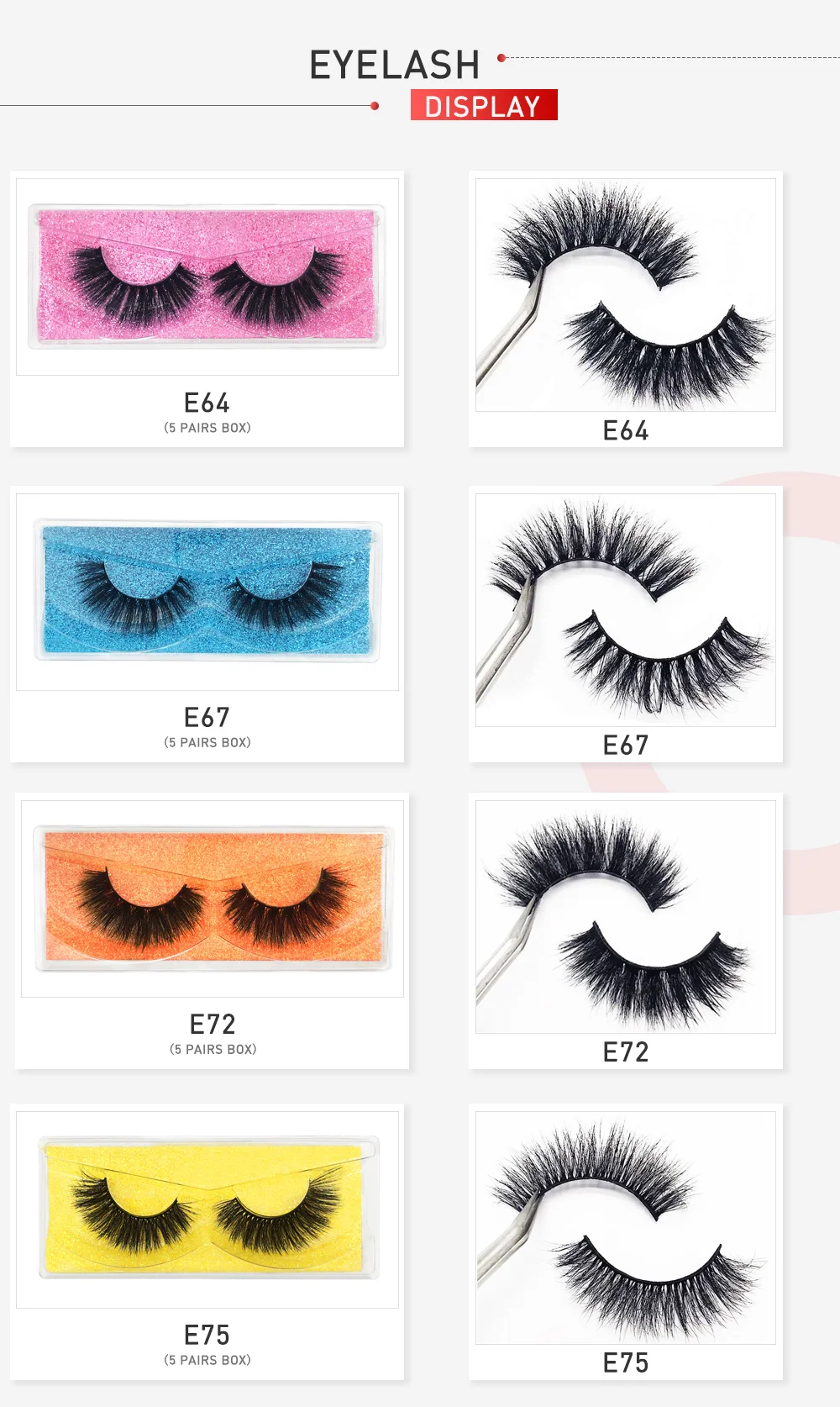 5Pairs 3D Mink Wholesale Eyelashes Lashes Handmade Fluffy Dramatic Lashes Cruelty Free False Eyelashes Makeup Lashes