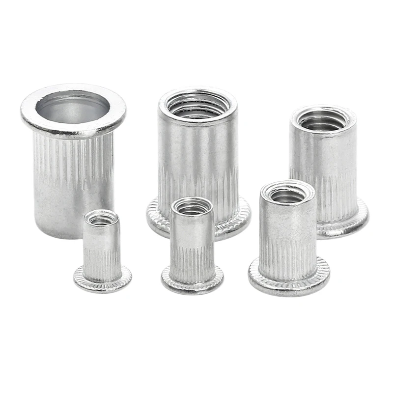 100/50/20Pcs M3 M4 M5 M6 M8 M10 Aluminum Alloy Rivnut Flat Head Threaded Rivet Insert Nutsert Cap Rivet Nut