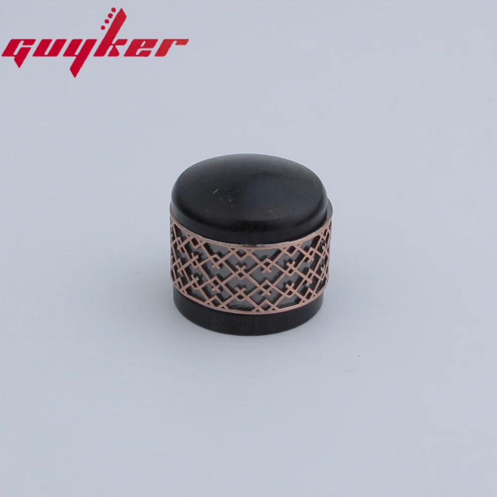 1 Pcs Red Sandalwood/Ebony Potentiometer Knob Antique Silver or Gold Window Decorations Around Potentimeter Knob Guitar Bass