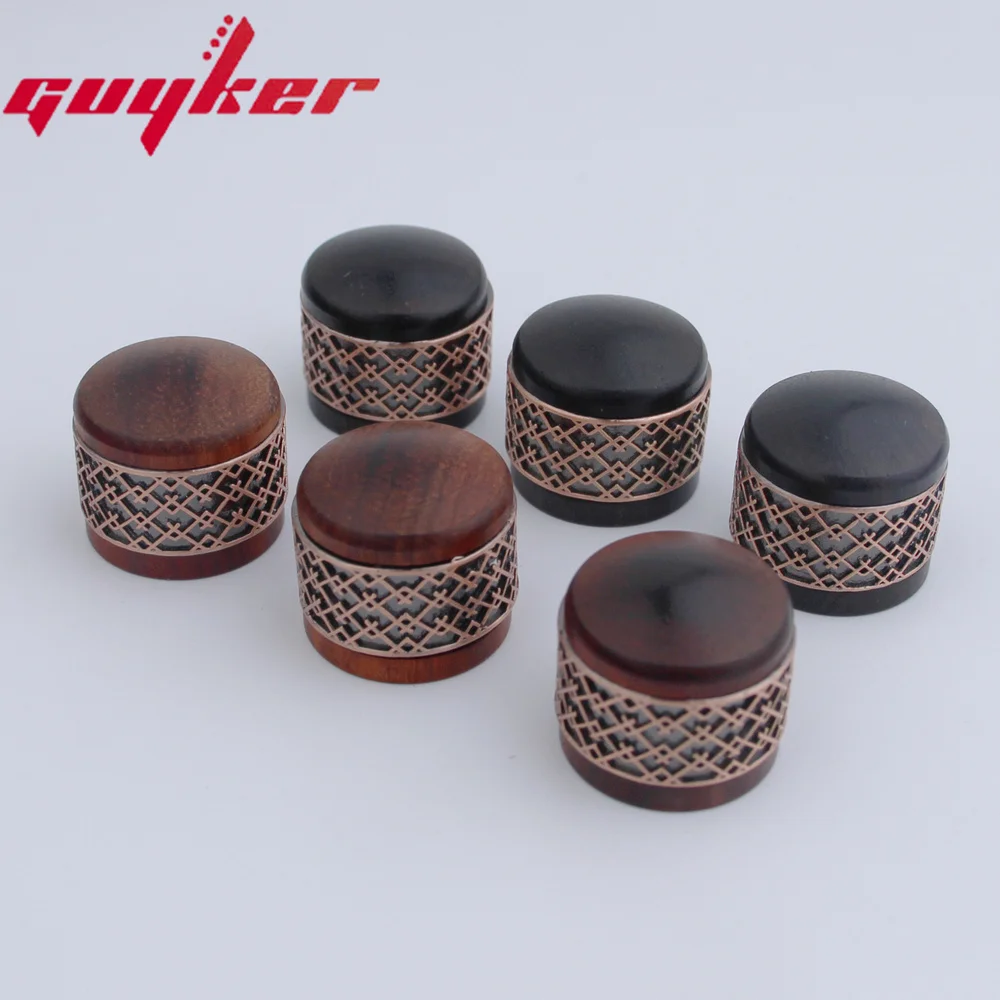 1 Pcs Red Sandalwood/Ebony Potentiometer Knob Antique Silver or Gold Window Decorations Around Potentimeter Knob Guitar Bass