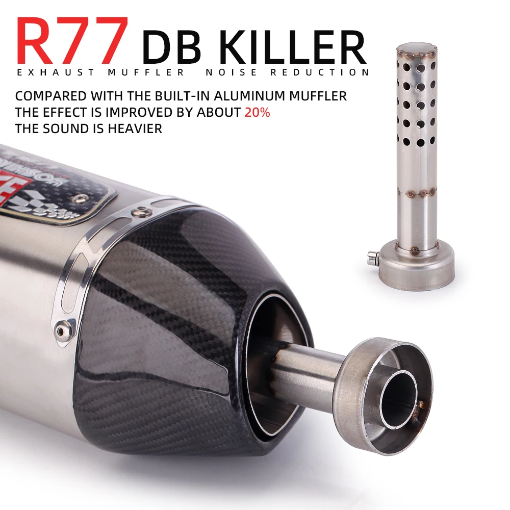 For Original Yoshimura R77 Exhaust Pipe Catalyst Escape Silenciador Muffler Plug 49mm Removable DB Killer