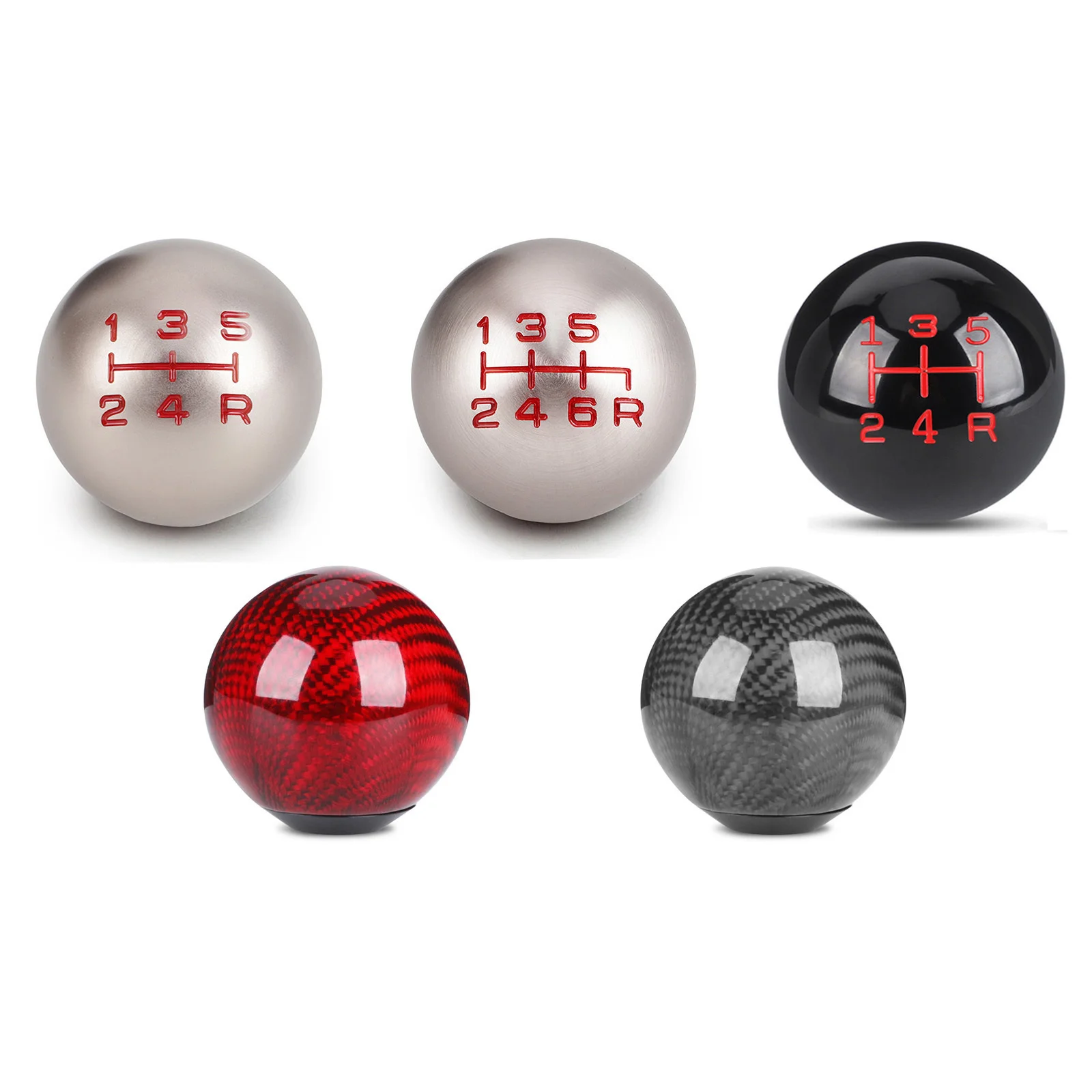 Universal Real Carbon Fiber Car Gear Shift Knob Head Shifter Aluminum Round Ball Shape M8x1.25 M10x1.25 /x1.5 Shift Lever Knob