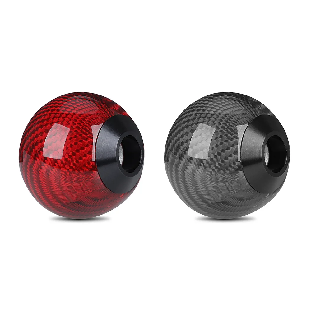 Universal Real Carbon Fiber Car Gear Shift Knob Head Shifter Aluminum Round Ball Shape M8x1.25 M10x1.25 /x1.5 Shift Lever Knob