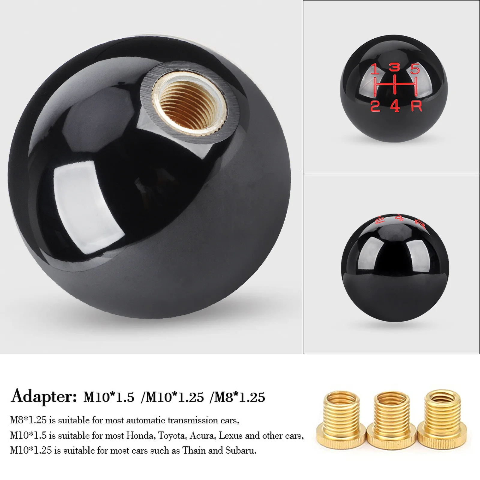 Universal Real Carbon Fiber Car Gear Shift Knob Head Shifter Aluminum Round Ball Shape M8x1.25 M10x1.25 /x1.5 Shift Lever Knob