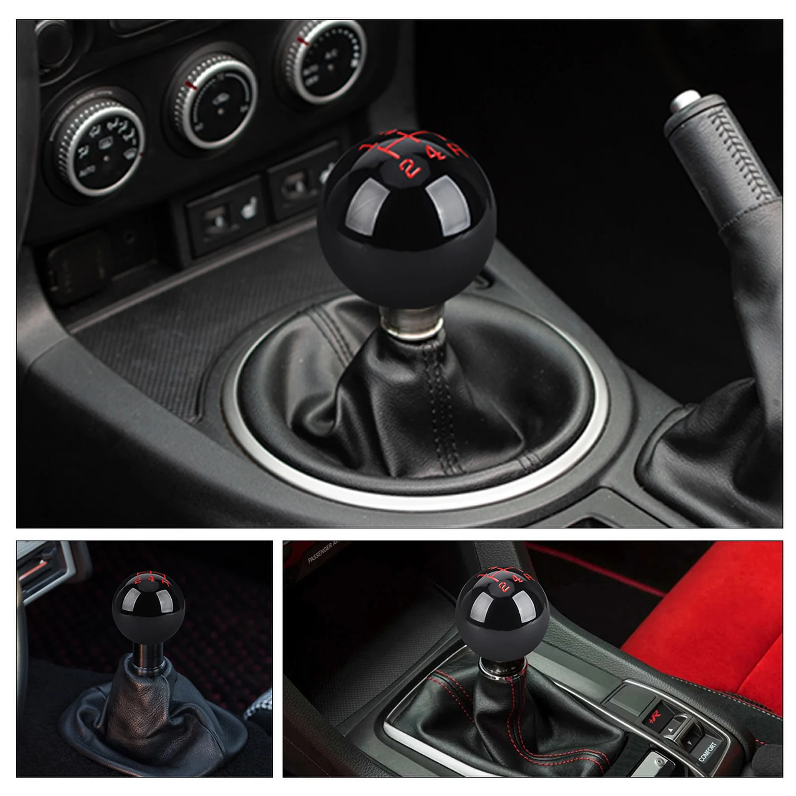 Universal Real Carbon Fiber Car Gear Shift Knob Head Shifter Aluminum Round Ball Shape M8x1.25 M10x1.25 /x1.5 Shift Lever Knob