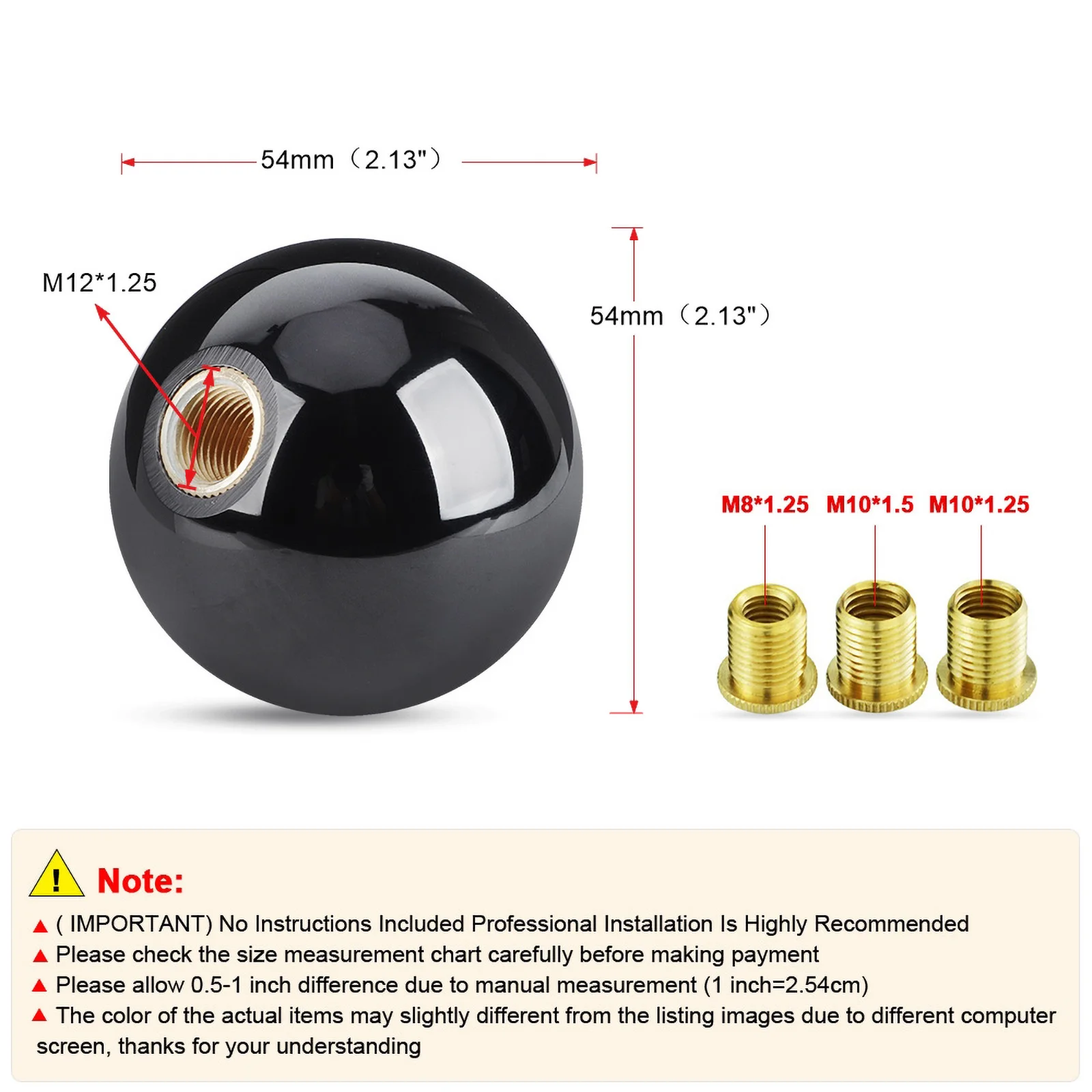 Universal Real Carbon Fiber Car Gear Shift Knob Head Shifter Aluminum Round Ball Shape M8x1.25 M10x1.25 /x1.5 Shift Lever Knob